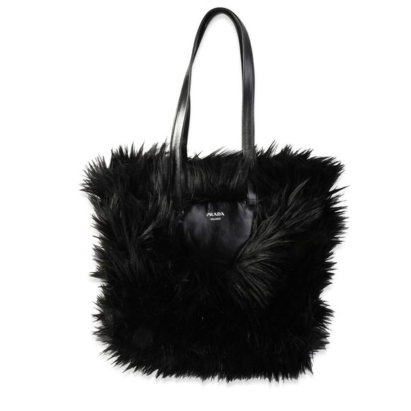 Prada Black Faux Fur Fabric Tote - Picture 1 of 4